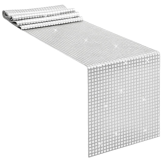 Molain 12 x 71 Inches Disco Table Runner, Silver Sequin Table Runners Retro 70s 80s Theme Party Decorations for Birthday Bachelorette Wedding Dance Party Supplies