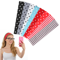 Molain 8 Pack Polka Dot Headbands, Striped Head Bands Non Slip Soft Elastic Hair Bands Fashion Striped Headbands for Women for Women Girls Yoga Workout Daily Party