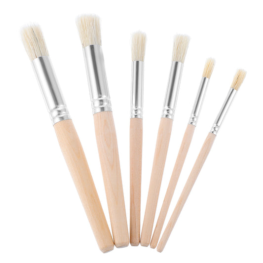 MBAIYO 12Pcs Wooden Stencil Brushes Set, Stencil Brush Bristle Paint Brushes for Painting on Wood Wall Stencils Projects Card Making DIY Crafts Acrylic Oil Watercolor