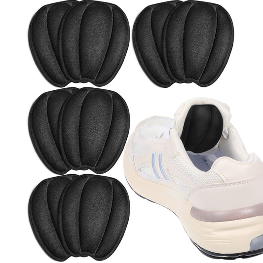 JIEYAO 4Pairs Self Adhesive Tongue Pads for Shoes, Non-Slip Tongue Cushion Insert, Shoe Size Reducer Shoe Filler for Too Big Shoes Heel Pads Replacement for Men Women Loose Shoe(Black)