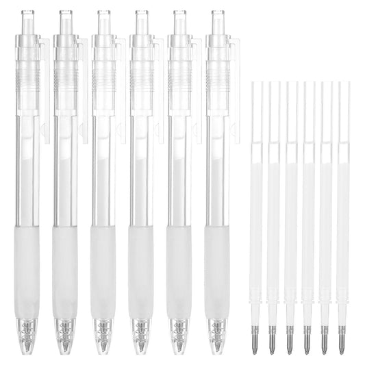 JIEYAO 6Pcs Fine Tip Glue Pens with 6 Refills, Quick Dry Roller Glue Pens Apply Glue Like Writing Easy Control Ballpoint Precision Glue Pens for Scrapbooking Card Making Calligraphy Craft(White)