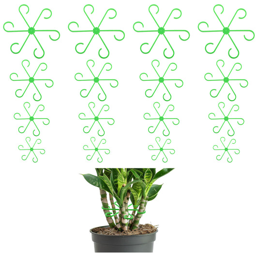 HJZHII 16PCS Plant Stem Support, Plastic 4 Sizes Flower Plants Stem Hook Climbing Houseplant Supports Climbing Botanic Stakes Reusable Plant Growth Stakes Trellis for Indoor Plants Garden