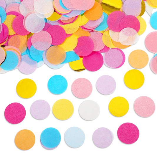 HJZHII 5000pcs Multicolor Round Tissue Paper Confetti,1 Inch Colourful Round Confetti Table Rainbow Sprinkles Circle Dots for Wedding Birthday Baby Shower Party Decorations