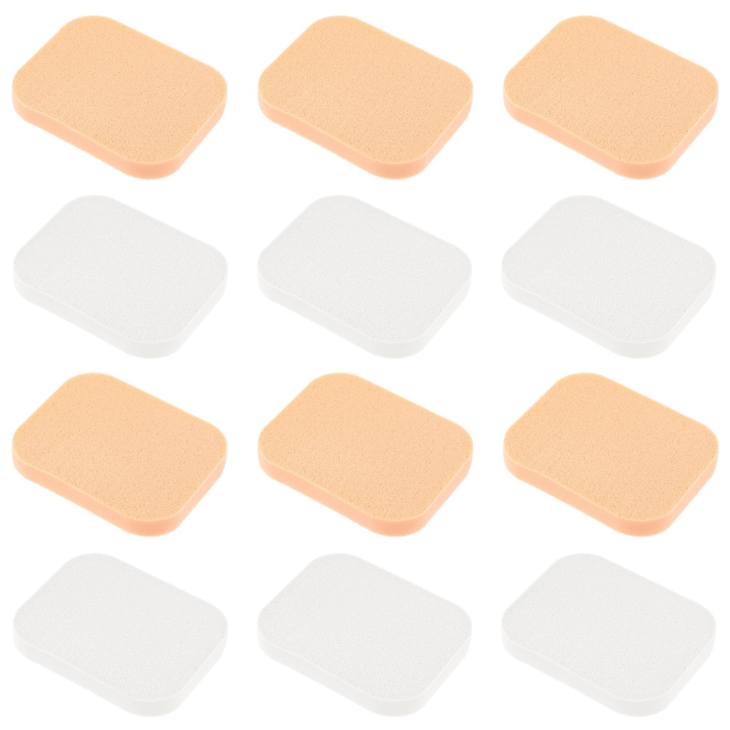 Giantree 12Pcs Square Makeup Sponges, for Foundation Facial Powders Puff Cosmetic Sponge, Square Foam Pad Powders Blender for Liquid Foundation Cream Powder Concealer - Wet Dry Use (Skin Color+White)