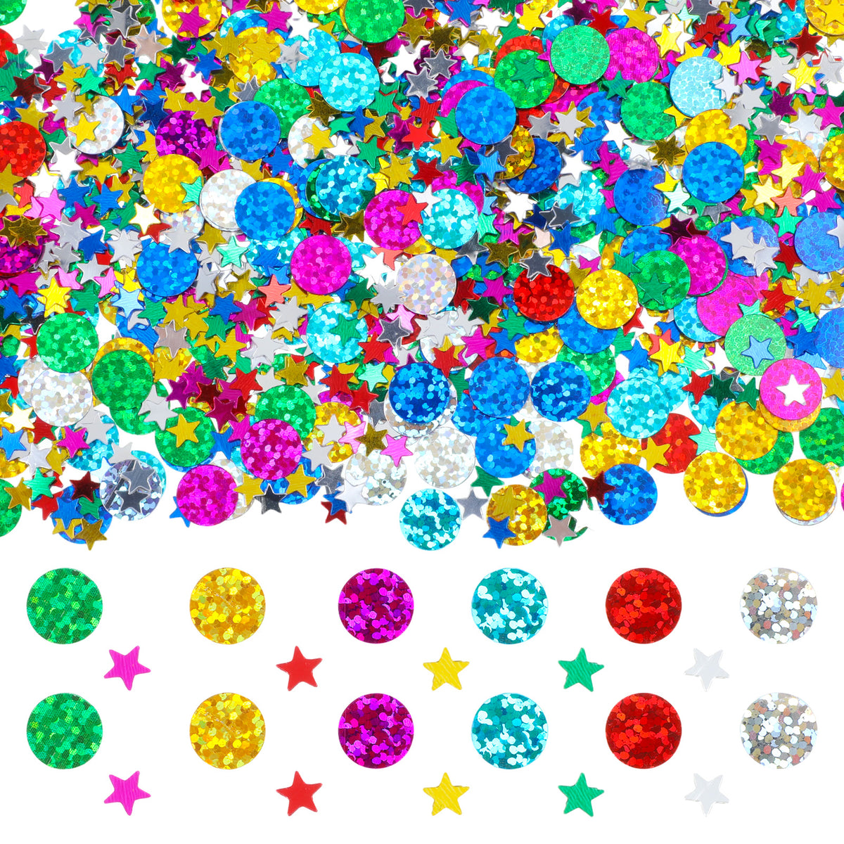 SULIKJHUI 60g Confetti Glitter, 6mm Metallic Foil Star & 10mm Round Sequin