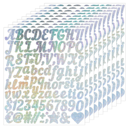 HJZHII 800PCS Glitter Letter Stickers, 10 Sheet 1 Inch Glitter Alphabet Stickers Self Adhesive A-Z Alphabet Symbol Decals for DIY Crafts Scrapbook Bottles