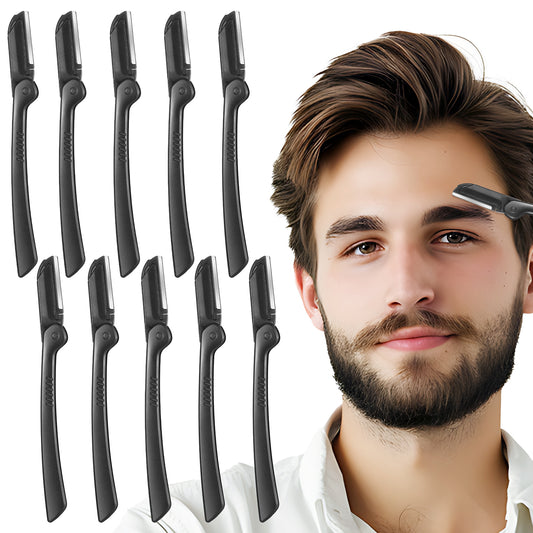 Andibro 10 Pack Folding Eyebrow Razors, Dermaplane Razor for Men, Multi-Function Facial Shaver Practical Hair Remover Blade Foldable Peach Fuzz Removal Dermaplaner to Exfoliate and Refresh the Skin