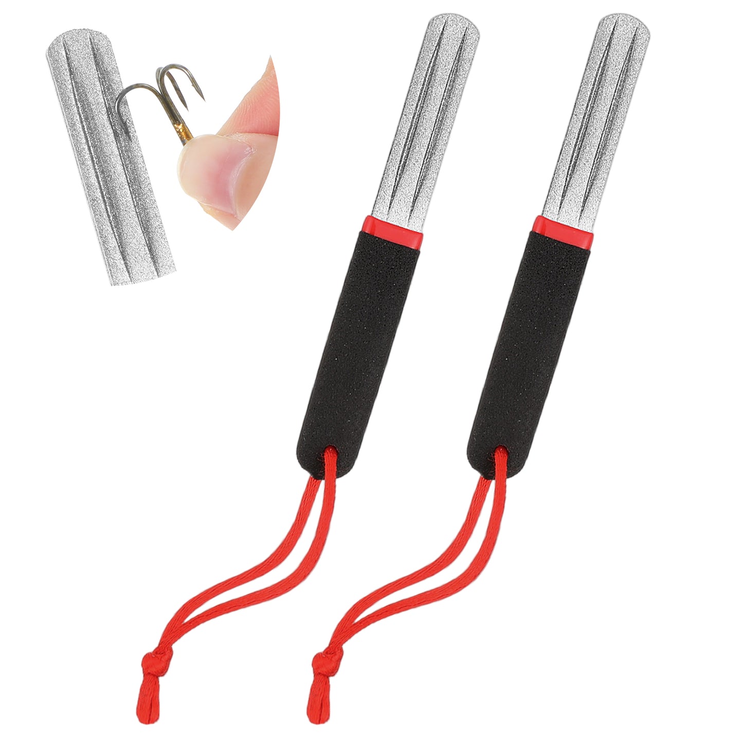 SHENLIU 2Pcs Dart Sharpener, Precision Double Sided Diamond Grinding File with Handle, 4.5cm/1.77in V-Groove Design for Reduced Bounce Outs, Portable Hook Sharpener Tool for Darts