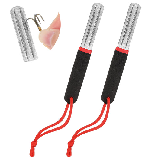 SHENLIU 2Pcs Dart Sharpener, Precision Double Sided Diamond Grinding File with Handle, 4.5cm/1.77in V-Groove Design for Reduced Bounce Outs, Portable Hook Sharpener Tool for Darts