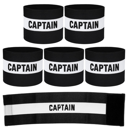 HJZHII 6pcs Captain Armbands for Soccer, Adjustable Leader Armband Elastic Protective Sports Arm Badge for Football Rugby Basketball Volleyball Training Player Captain Band, Black