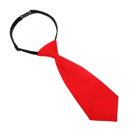 AOZUO 8.6in Boys Necktie, Pre-tied Adjustable Neck Strap Tie Clip on Necktie for Kids Formal Wedding Graduation School Uniforms(Red)