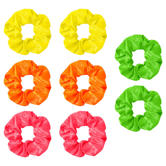 LXUEJIE 8 Pcs Neon Scrunchies for Hair, 80s Neon Hair Ties Ponytail Holder Elastic Neons Hair Accessories 90s for Women Party Outfits Workout Costumes