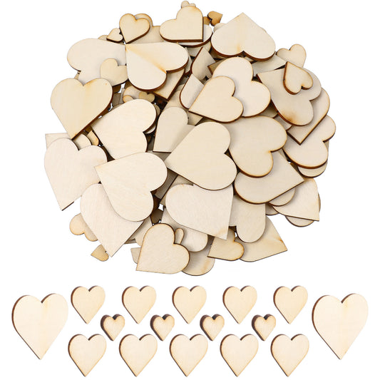 Molain 200Pcs Unfinished Wooden Hearts for Crafts, 0.39/0.78/1.18/1.57in Ornaments DIY Crafts Blank Heart Shapes Sign Tags for Valentines Wedding Christmas Birthday Decorations