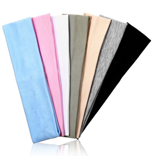 Bewudy 7PCS Headbands for Women's Hair, Sports Hair Bands for Women Non Slip 6cm Wide Elastic Head Bands for Yoga, Outdoor Exercise Running Multicoloured