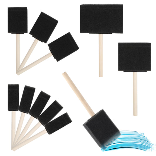 JIYIN 10 PCS Foam Paint Brushes, 4 Sizes Sponge Paint Brushes With Wood Handle, Durable Foam Brush, Sponge Brush for Painting, Foam Brushes for Wood Stain Varnishes and DIY Painting Accessories