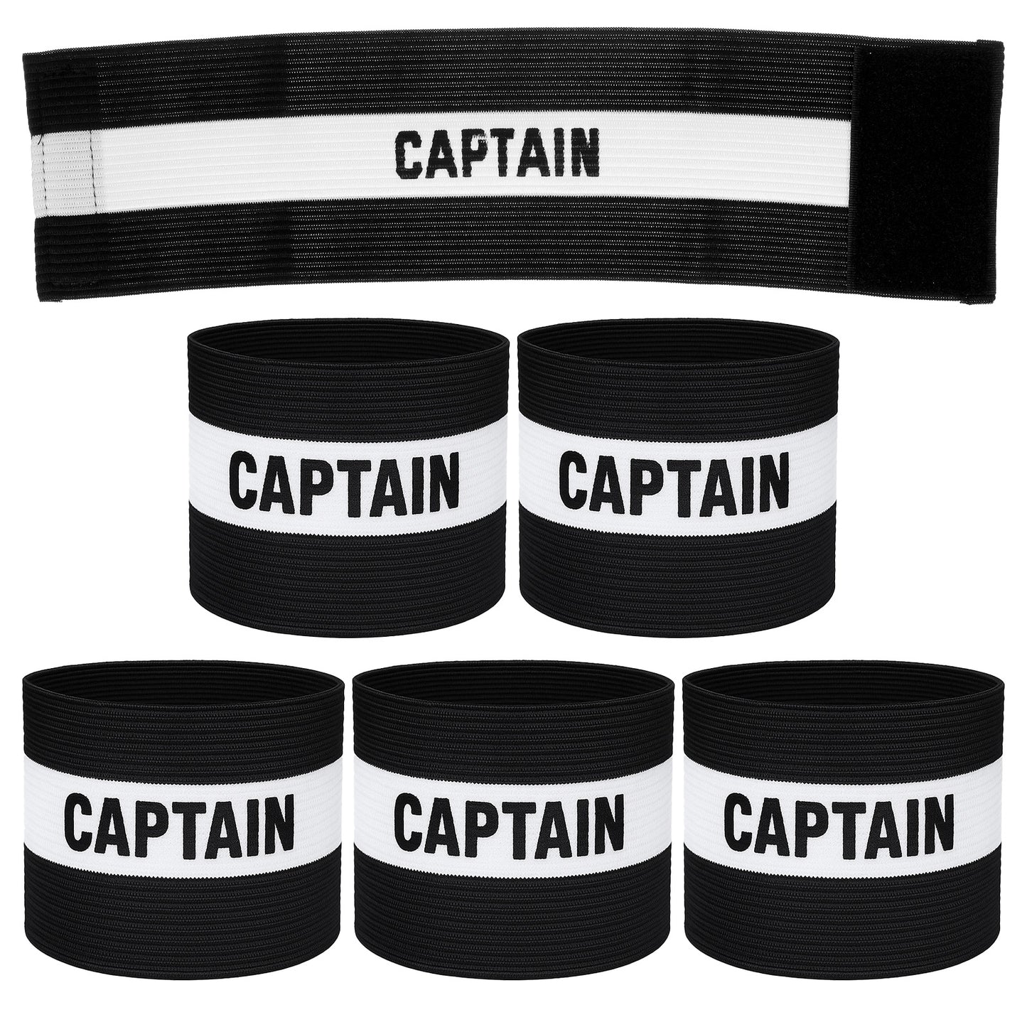 Amabro 6Pcs Adjustable Soccer Captain Armband Elastic Breathable Leader Arm Bands for Football Basketball Hockey Classic Black White Design for Adult Multi Sport Captain Armbands