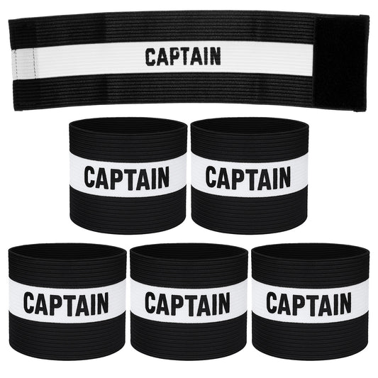 Amabro 6Pcs Adjustable Soccer Captain Armband Elastic Breathable Leader Arm Bands for Football Basketball Hockey Classic Black White Design for Adult Multi Sport Captain Armbands