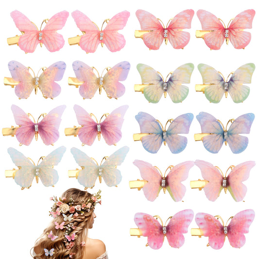 HJZHII 18Pcs Moving Butterfly Hair Clips, Colorful Butterfly Hair Clips