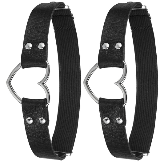 Amaxiu 2Pcs Adjustable Heart Garter, Thigh Belt PU Leather Heart Garters