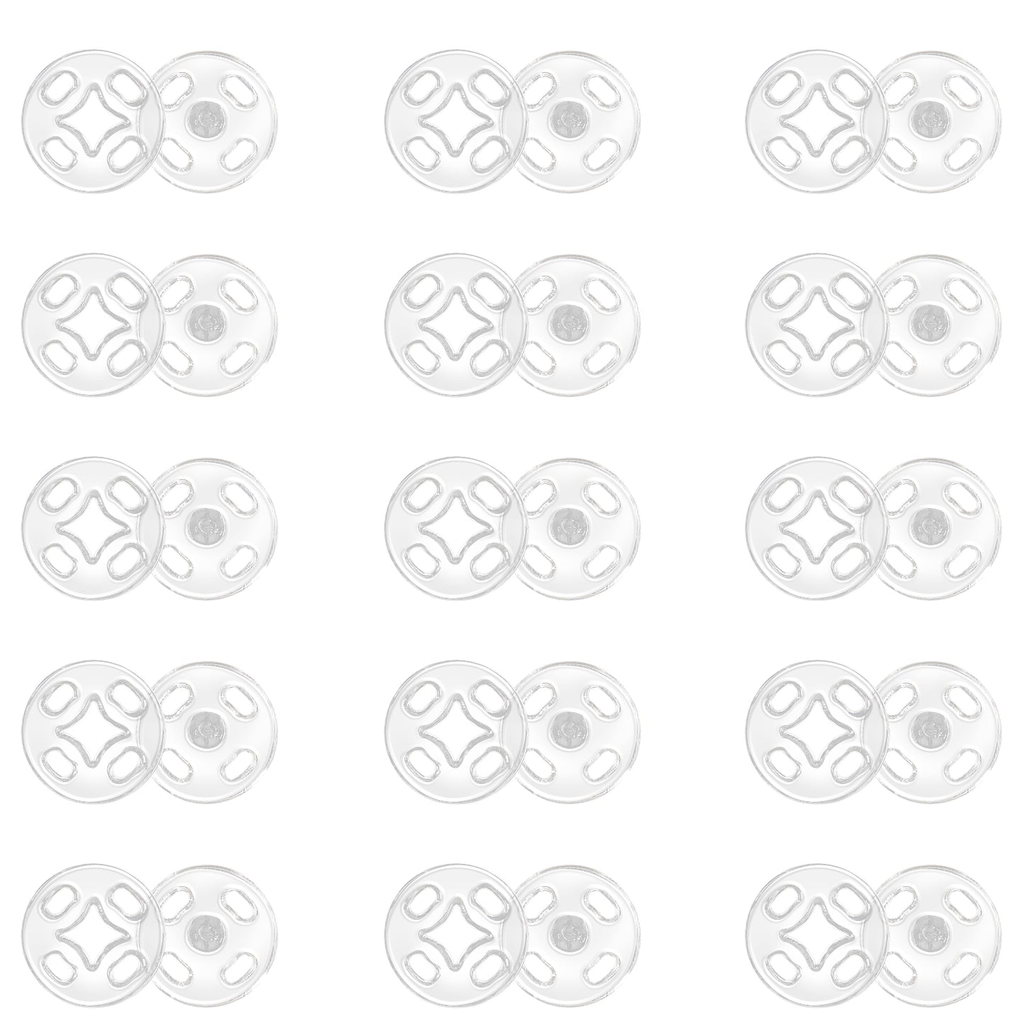 JIYIN Plastic Clear Snaps, Invisible Sew-on Snap Buttons(10mm)