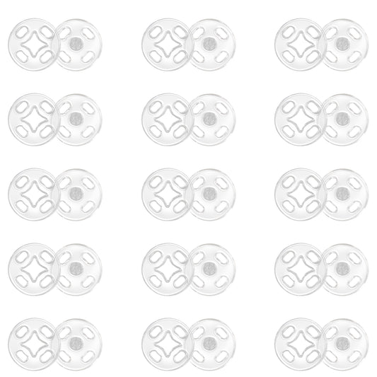 JIYIN Plastic Clear Snaps, Invisible Sew-on Snap Buttons(10mm)