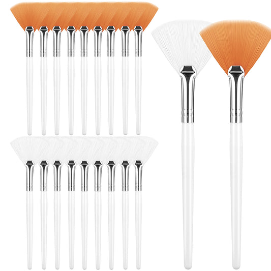 BOHUIZ 6 Pcs Fan Brushes Esthetician, Slim Soft Fan Brushes Makeup Brush Face Mask Brush Applicator for Glycolic Peel Masques Women Mud Cream Mask Esthetician Supplies(White, Yellow)