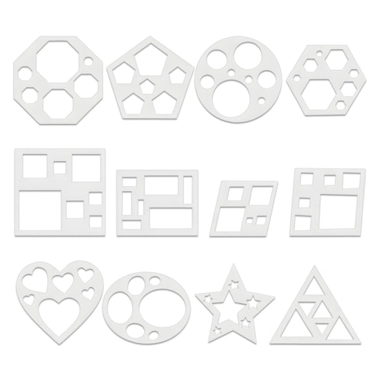 JJUNW 12 Pcs Geometric Stencils, Art Painting Template, Drawing Shape Templates Simple Painting-Stencils Drawing-Stencil Template Set for Toddlers Preschooler Drawing DIY Craft