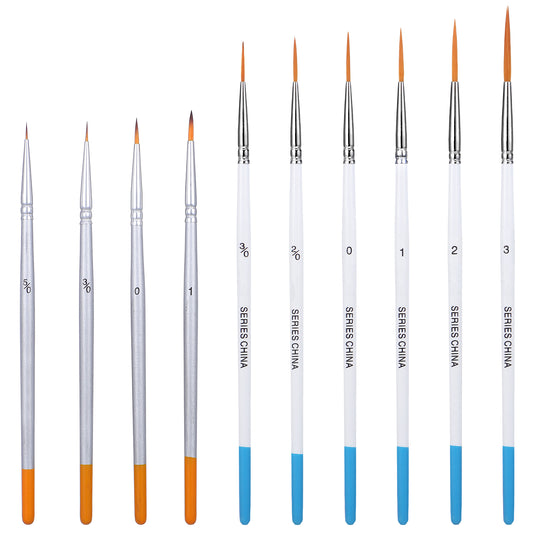 Molain 10 Pcs Script Liner Brushes, Highly Flexible Extra Long Fine Point Tip Paint Brushes Detail Paintbrushes for Acrylic Watercolor Oil, Detailing Pinstriping Nail Model Miniature Painting