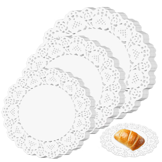 Bewudy 150 Pcs Paper Doilies Assorted Sizes, White Lace Doilies, 6.5 inch 7.5 inch and 8.5 inch Doilies for Food Crafts Parties Wedding Birthday Tableware Decoration(6.5 7.5 8.5 inch)
