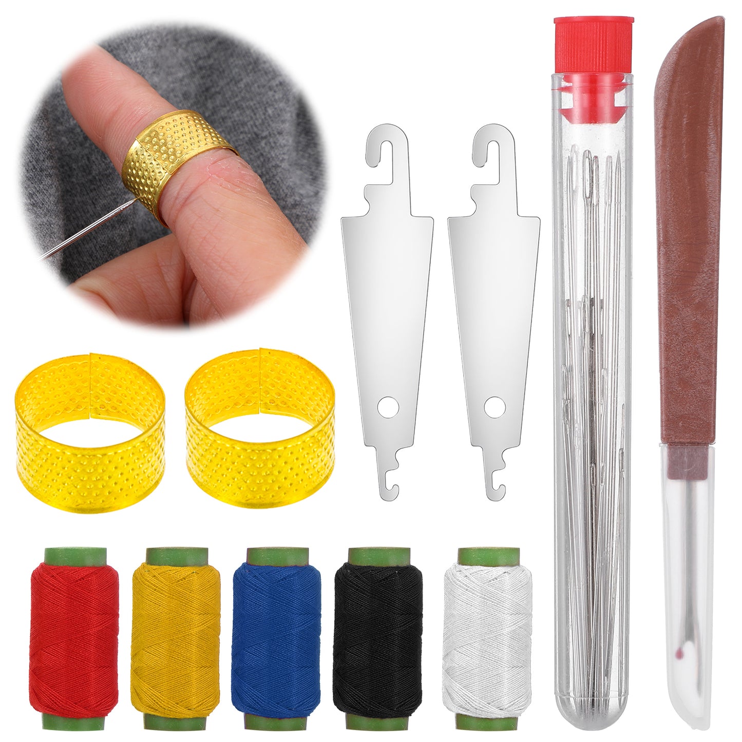 MBAIYO 37pcs Sewing Tool Set, Complete Needle Thread Hand Repair Kit Small Sewing Kit with Steel Needles Threads Seam Ripper Threaders Thimbles for Beginners & Professionals