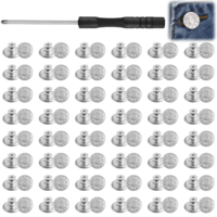 TIESOME 48 Sets Jean Buttons for Loose Jeans, 17 mm Pants Button with 1pc Screwdriver Silver No-Sew Replacement Jean Buttons Simple Installation Reusable and Adjustable Metal Pants Button Tightener