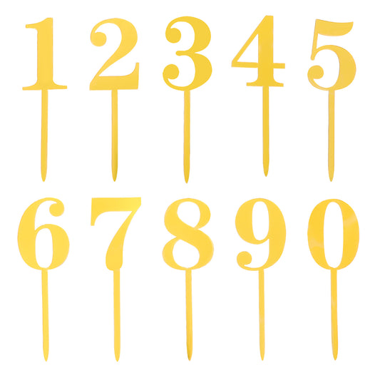 LXUEJIE 20 Pcs Acrylic Numbers Cake Topper, 0-9 Number Happy Birthday Cake Toppers Gold Numbers Cakes Decorations Number Cupcake Toppers for Birthday Party Wedding Anniversary