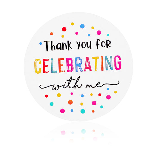 TIESOME 120Pcs Thank You for Celebrating with Me Stickers, 2In Thank You Gift Stickers Round Self-Adhesive Party Favor Labels for Birthday Parties Wedding Gifts Envelopes
