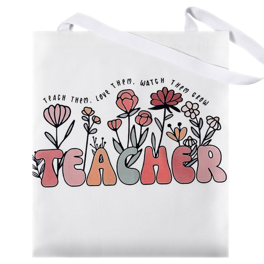 HJZHII Teacher Gift for Women, Canvas Tote Bag Teacher Appreciation Retirement Gifts Sturdy Cotton Shoulder Bag for Women Personalized Gifts