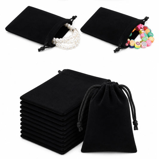 HJZHII 20Pcs Velvet Drawstring Jewelry Pouches, 2.8x3.5 In Black Velvet Drawstring Bags Small Velvet Cloth Gift Bags Jewelry Drawstrings Pouches for Wedding Halloween Candy Bag Graduation Christmas