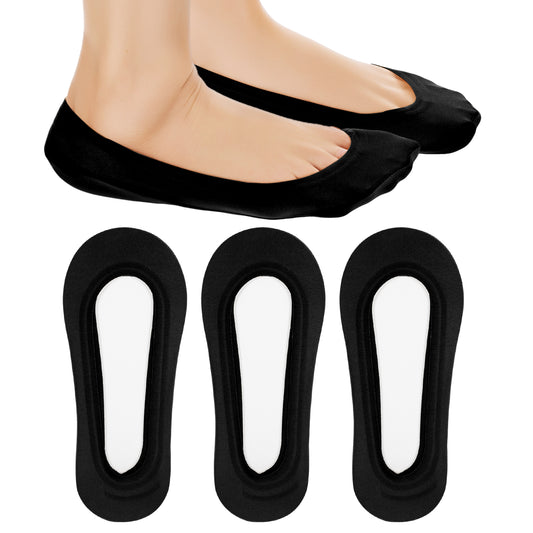 JJUNW 3Pairs No Show Socks Women Cotton Ultra Low Cut Non-Slip Thin Liner Socks Invisible Hidden Socks for Flats Loafers Heels(Black)