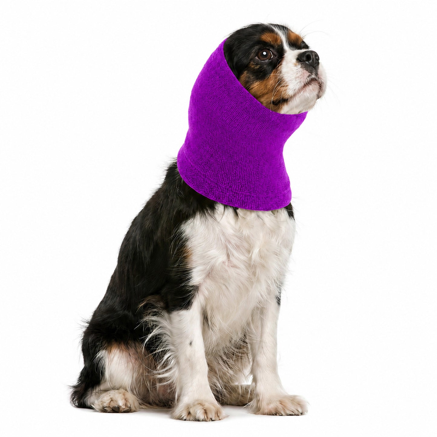Amabro Cotton Dog Ear Neck Snood Noise Calming Pet Warmer Earmuff(Purple,M)