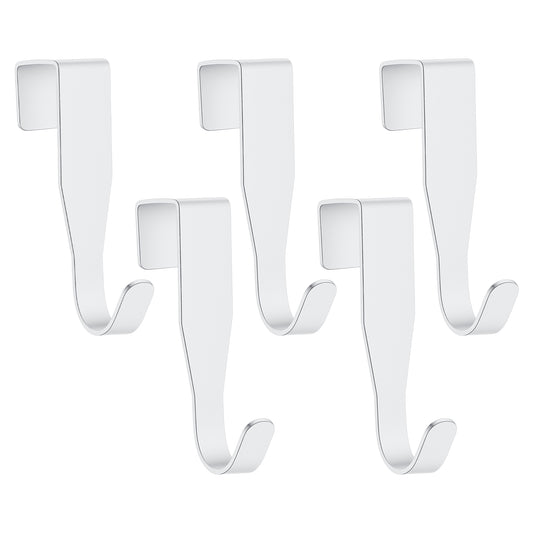 SHENLIU 5 Pcs Over Cabinet Door Hook, Over Door Hooks Single Over Door Hangers Heavy Duty Cabinet Hooks for Kitchen Bathroom Bedroom Hanging Clothes Starter Garland