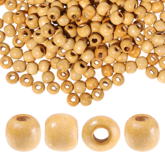 simarro 200pcs Large Hole Wooden Beads, 9X10mm Natura Wooden Round Loose Macrame Spacer Beads for DIY Bracelet Necklace Jewelry Making Handmade