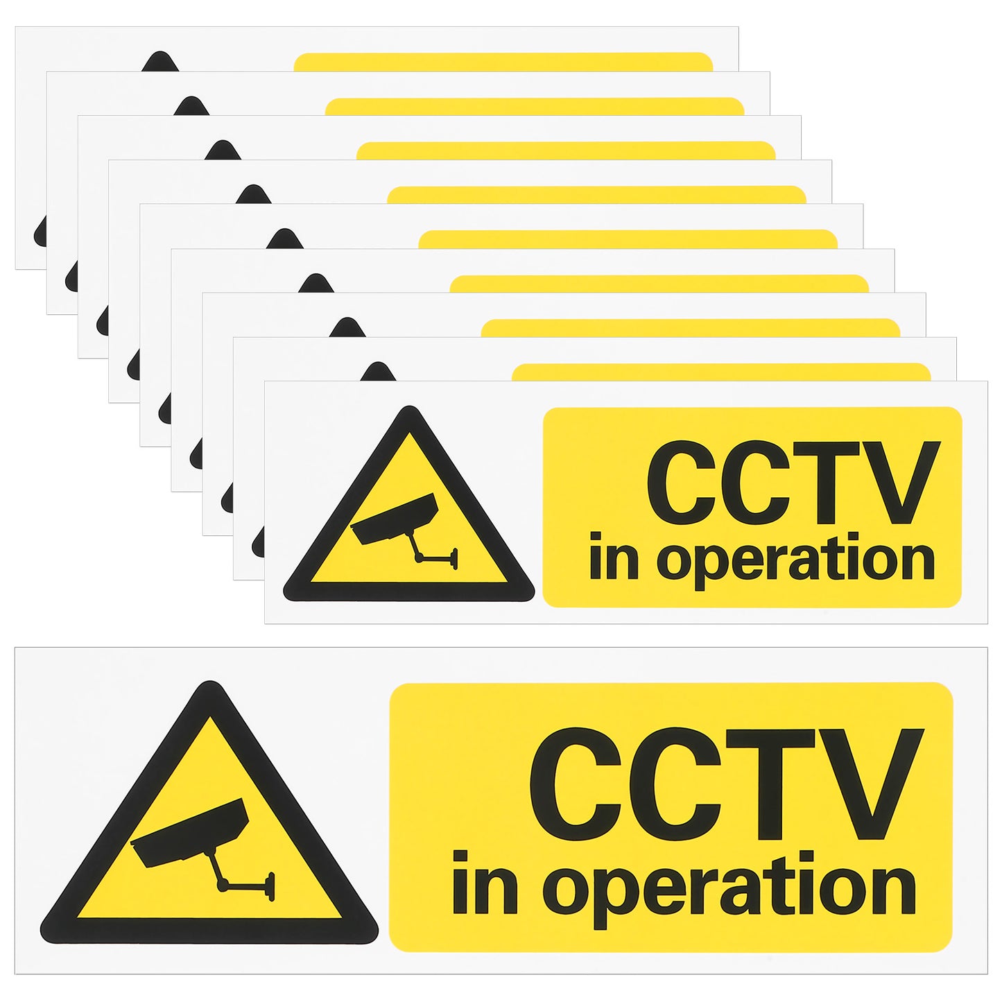WJIAAA CCTV In Operation Sign, 5 Pcs PVC Weatherproof CCTV Stickers for Windows, Security Camera Sign Decals, Indoor/Outdoor 5.9 x 1.97 Inch, High Visibility Yellow White Black