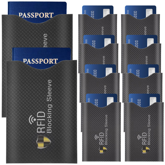 JIEYAO 10Pcs Travel RFID Blocking Sleeves, Identity Theft Prevention RFID Blocking Envelopes Set Anti-Theft RFID Blocker