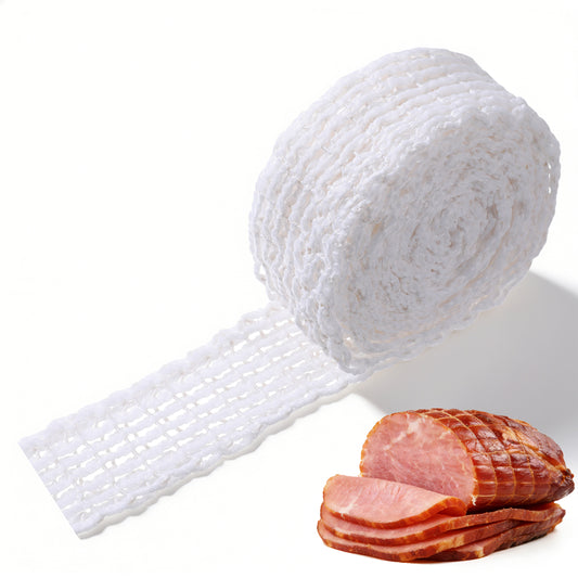 JJUNW Meat Netting Roll, Cooking Wrapping Mesh, 3Meter Ham Sock Elastic-Netting Elastic Smoked Meat Poultry Ham Netting-Meat Butcher Twine Net for Meat-Cooking Drying