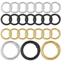 LXUEJIE 24 Pcs Metal Spring O Rings, Ring Clip for Purse Strap, Trigger Round Snap Buckle, Round Carabiner Clips Keyrings for Bag Purse Handbag Strap Craft DIY Accessory (Silver+Gold+Black, 1 Inch)