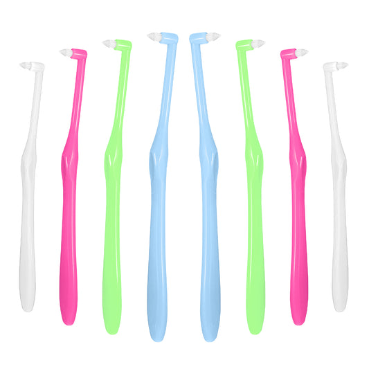 LIQWEI 8 Pcs End Tuft Toothbrush with Covers, Small Head Toothbrush Wisdom Tooth Brush, Orthodontic Cleaning Toothbrushs for Braces Retainers Dental Implants Teeth Detail Cleaning