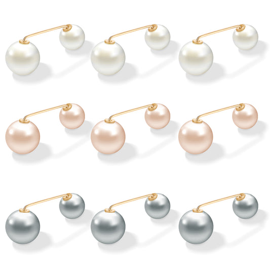 Giantree 9 Pcs Artificial Pearl Brooch Pins, Safety Pin, No Sew Buttons Pearl Brooch Pins, Safety Cover-up Pin for Women, No Tool Removable Reusable for Cardigan Dress Sweater(Large and Small Beads)