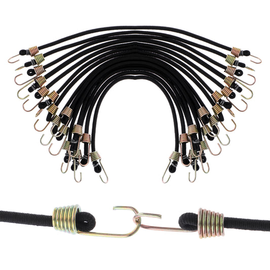 AOZUO 15pcs Small Bungee Cords with Hooks, Heavy Duty Rubber Tie Down Straps Mini Short Elastic Bungee Straps for Outdoor Camping Luggage Roof Racks Securing Car Tents Tarps Bikes Rvs