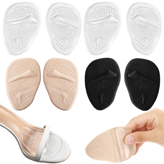 Amaxiu 8 Pcs Ball of Foot Cushions, Metatarsal Pads Forefoot for Women Inserts Non-Slip High Heel Comfort Pads with Adhesive Pain Relief for High Heel Shoes Metatarsalgia