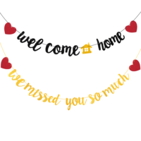 HJZHII Welcome Home We Missed You So Much Banner, Glitter Welcome Home Sign Returning Party Decor for Celebration Teenager Homecoming Returning Retiring(Gold)