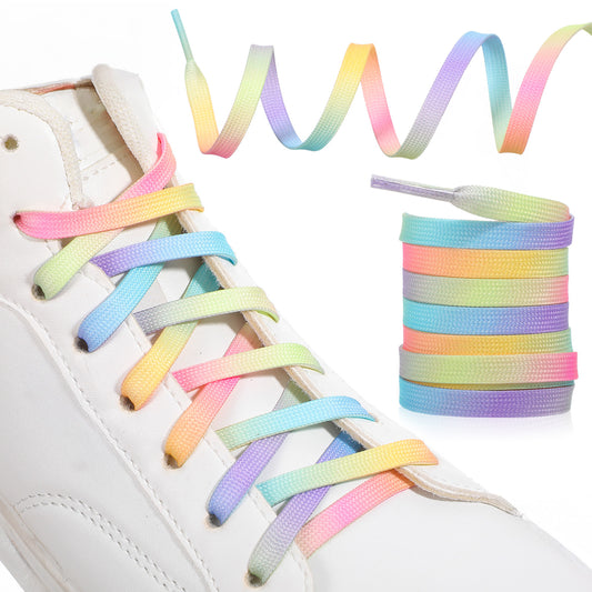 Cobee 6 Pairs 120cm Rainbow Shoelaces, Flat Colored Shoe Laces Gradient Athletic Shoe Strings Replacement for Sneakers Trainers Mid-Calf boot