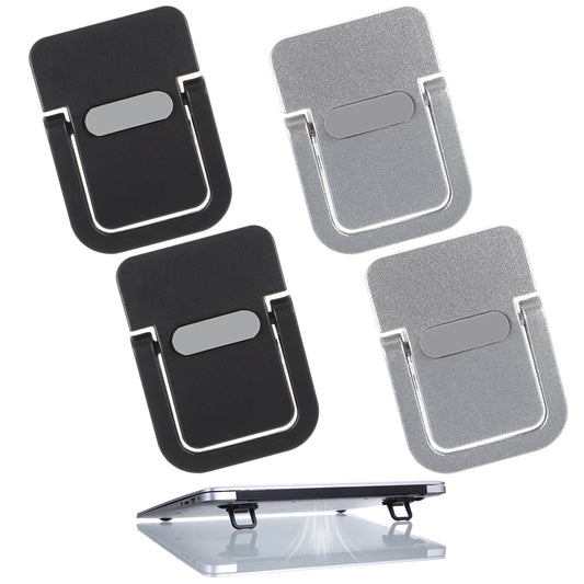 MBAIYO 4PCS Portable Keyboard Riser Self Adhesive Laptop Stand Invisible Mini Computer Feet for Desk Computer Keyboard Stand Laptop Holder with Anti slip Silicone(Black+Silver)